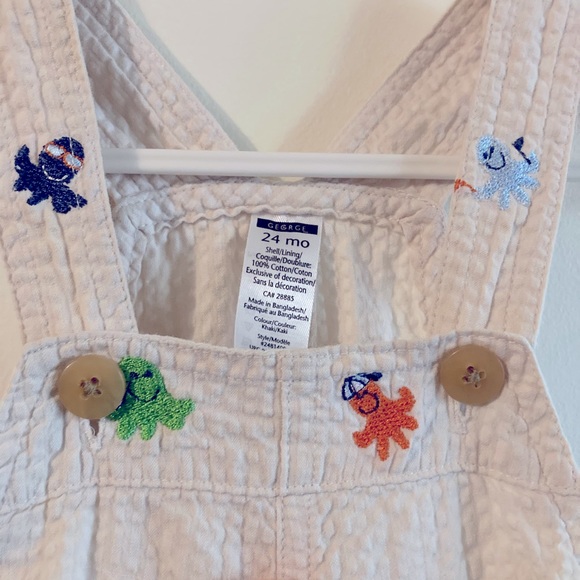 George Embroidered Octopus Short Overalls Toddler Size 24 Months 100% Cotton - Picture 4 of 4